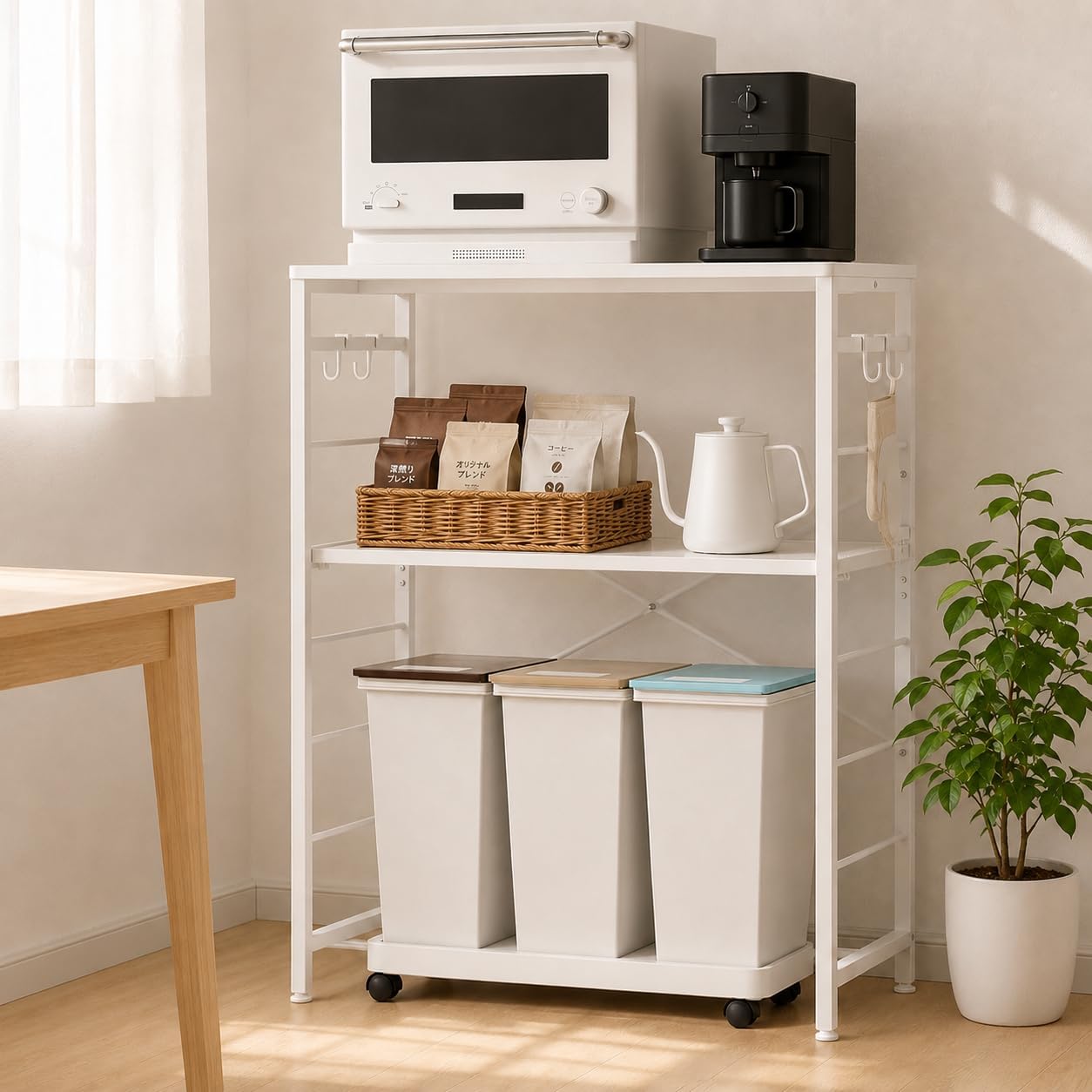 Amazon.co.jp: ゴミ箱上ラック 幅80×奥行40×高さ100cm 5段可動棚